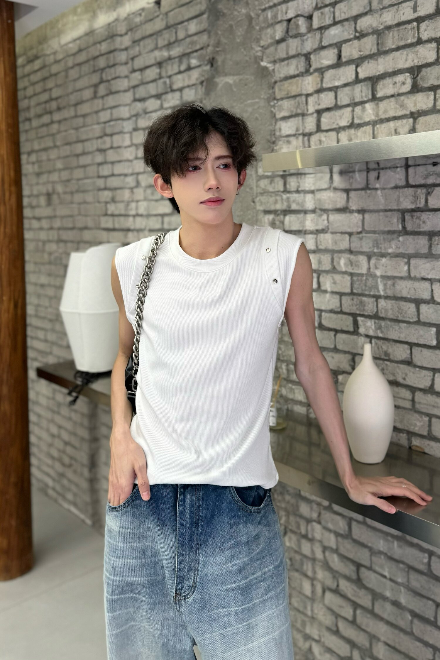 C316B1113P3858春夏无袖背心针织衫时尚亮晶晶修身马甲汗，男装背心/马甲，电商C316