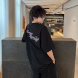 C316T8043P38夏装新款短袖T恤植绒设计时尚针织衫宽松黑色，男装T恤，电商C316