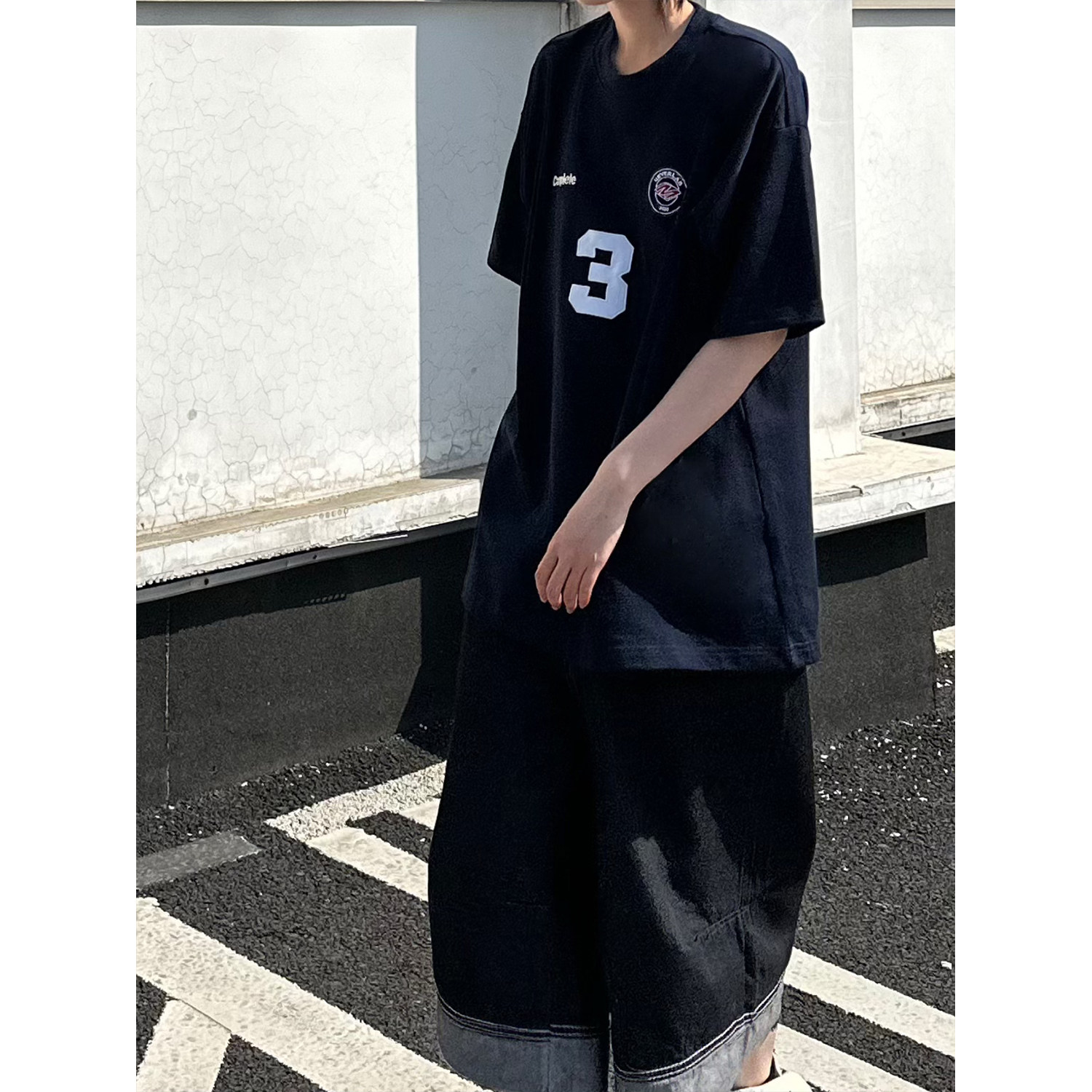 C316TH410P48夏装新款短袖T恤时尚短袖刺绣运动tee学院宽松,男装T恤,电商C316