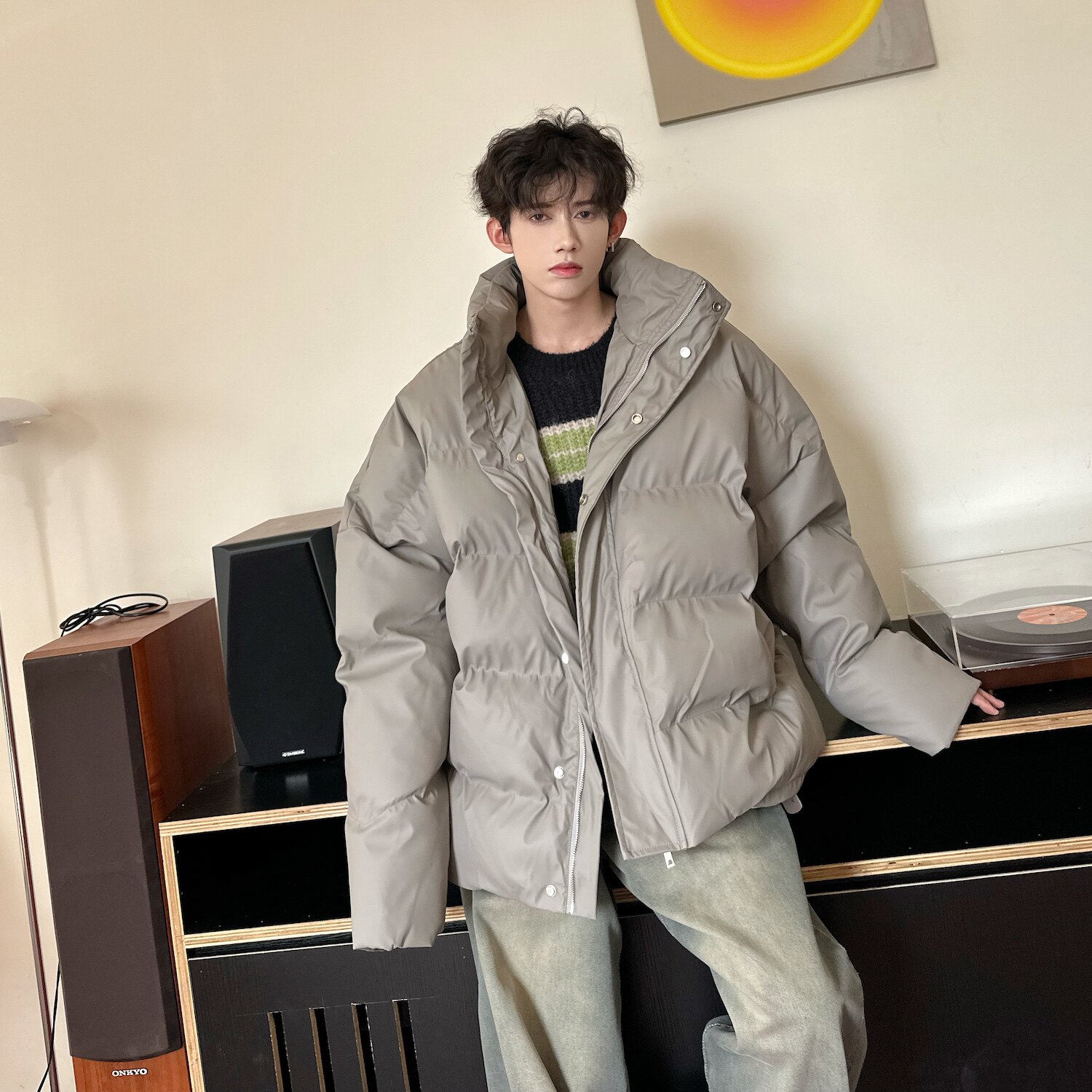 C316MY149P128冬装新款皮质棉衣舒服立领时尚百搭棉服袄子时尚,男装棉衣,电商C316