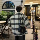 C316WT173P128冬装新款加棉格子时尚毛呢大衣外套百搭短款网红，男装毛呢大衣，电商C316