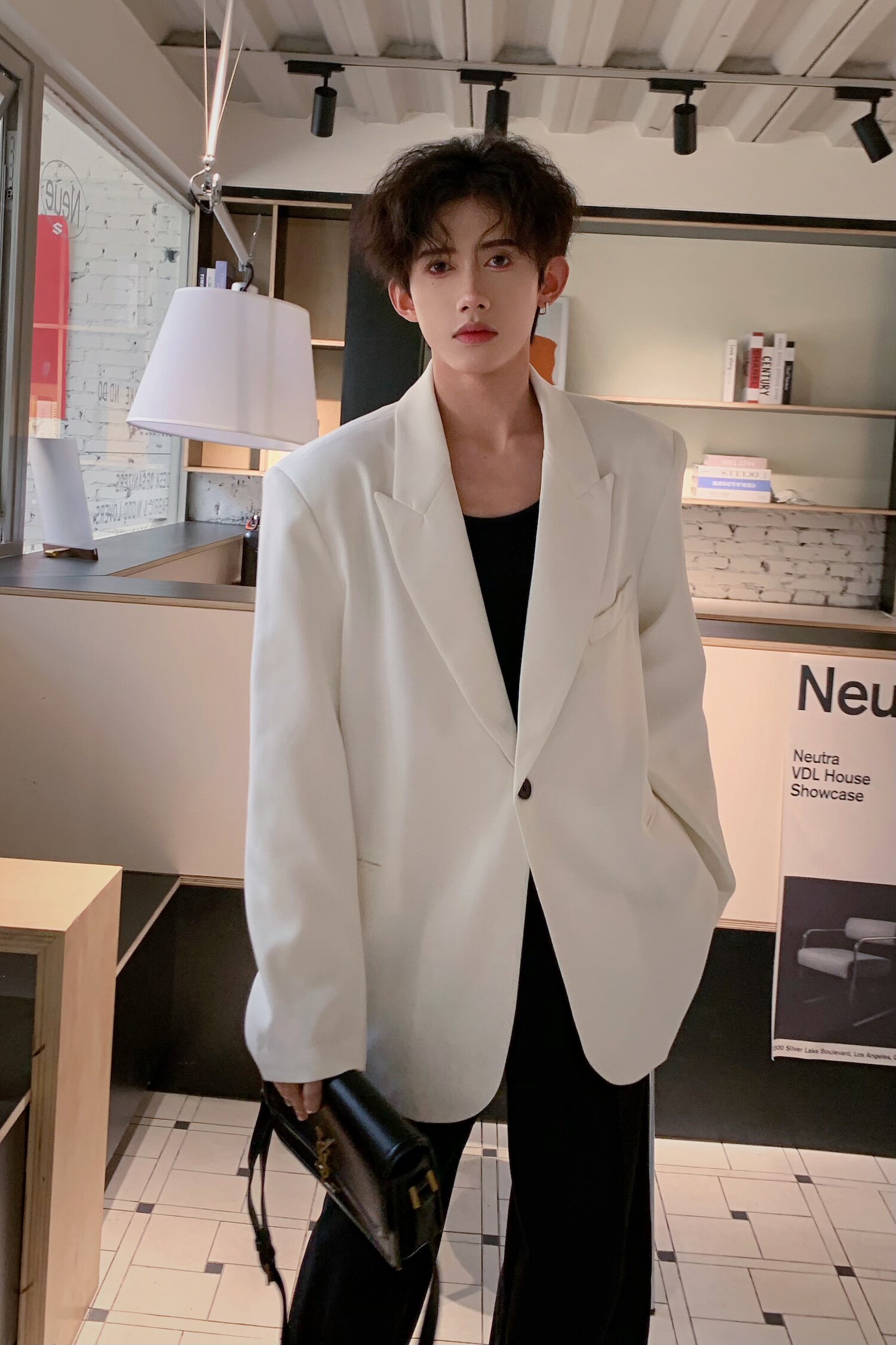 C316XZ258P98春装新款白色黑色西服百搭宽松西装外套帅气网红，男装西服，电商C316