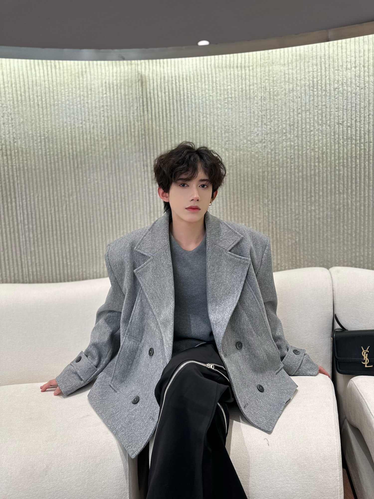 C316XZ163P138毛呢大衣外套保暖加厚西服灰色西装雅痞网红,男装西服套装,电商C316