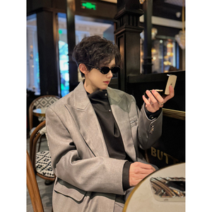 C316 XZ1074 P118 K1074 P68 春装新款西服套装时尚宽松浅灰色图片