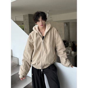 C316 MY1016 P158 秋冬新款座山雕加绒加厚棉衣棉服短款连帽外套图片