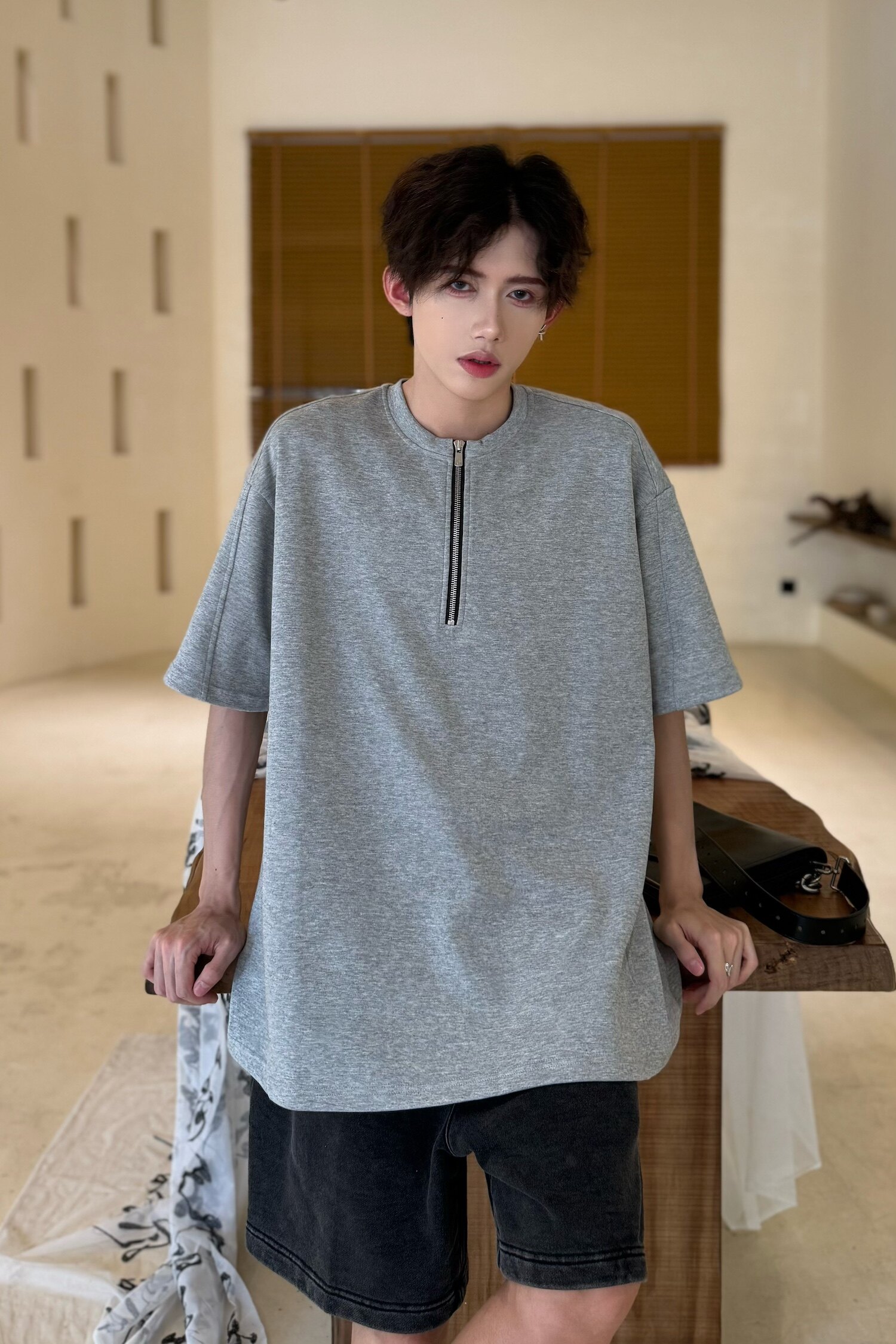 C316DX88P48夏装新款短袖T恤时尚拉链设计个性tee网红简约,男装T恤,电商C316
