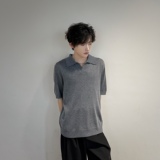 C316T8040P58夏装新款短袖T恤针织短袖polo衫时尚个性深灰色，男装T恤，电商C316