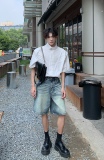C316CS2398P58夏装新款短袖衬衫时尚百搭白色黑色设计感衬衣潮，男装T恤，电商C316