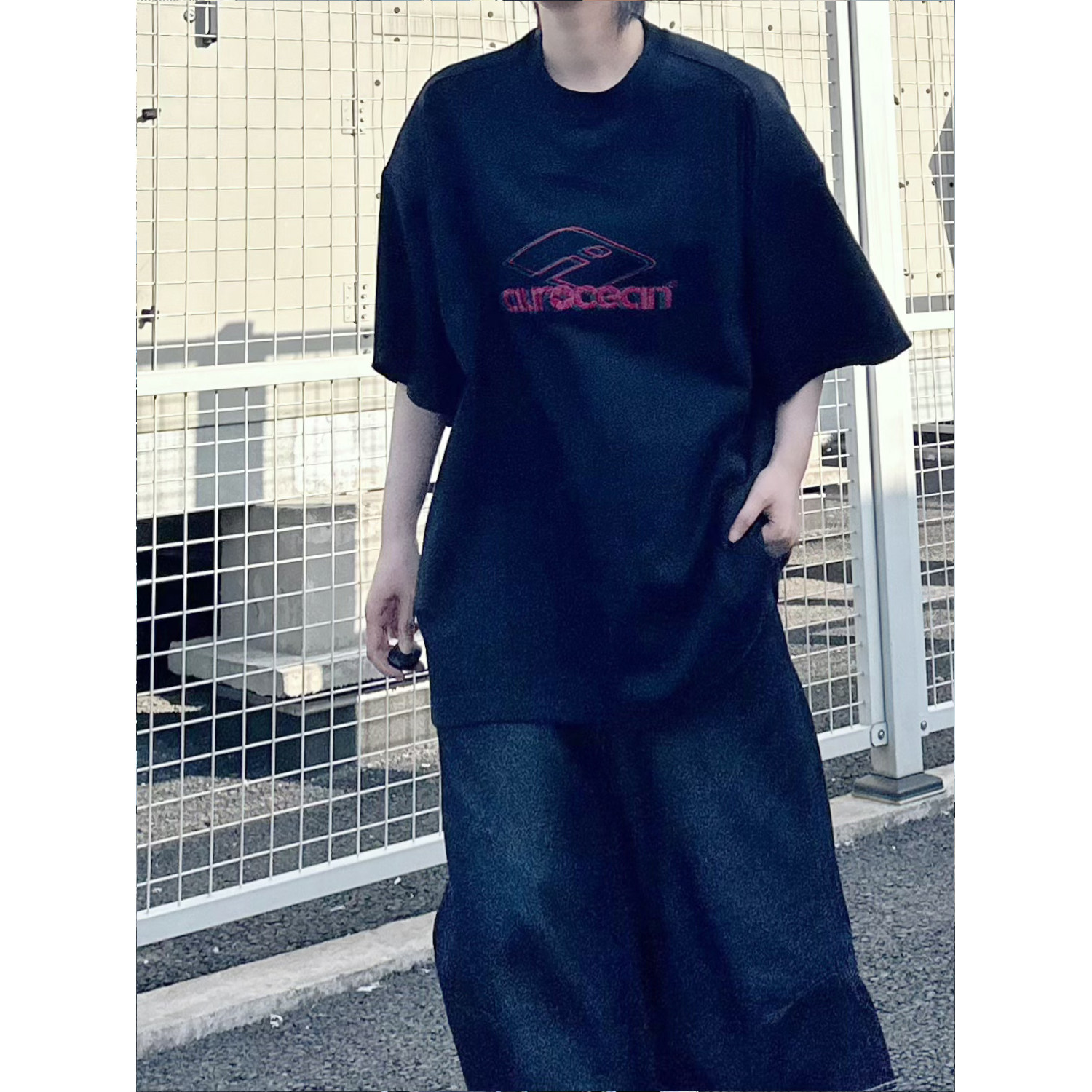 C316TH411P38夏装新款刺绣宽松白色T恤短袖个性运动tee潮,男装T恤,电商C316