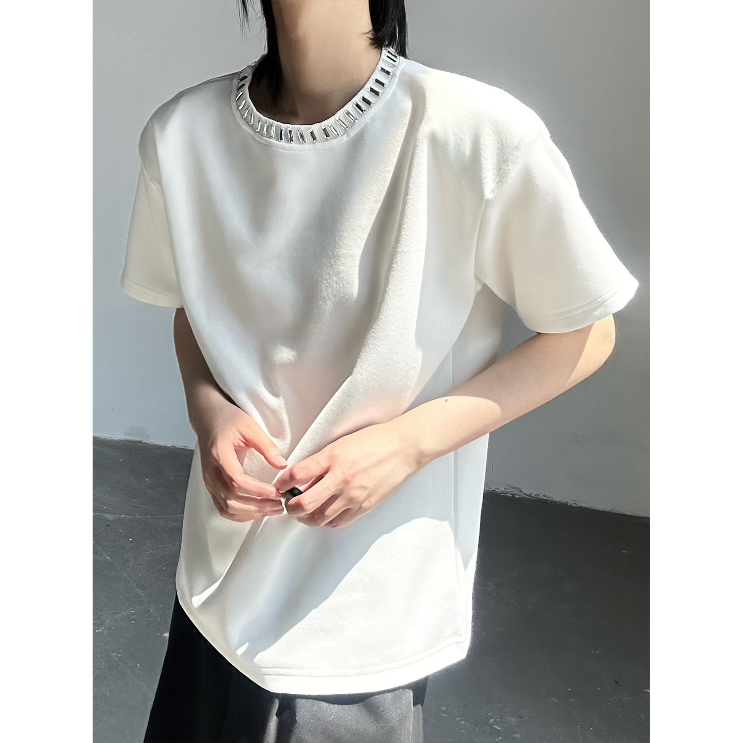 C316T2528P48夏装新款亮片设计时尚百搭短袖T恤宽松个性tee,男装T恤,电商C316
