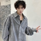 C316CS1240P88秋冬新款水泥色长袖衬衫时尚衬衣宽松水洗牛仔男，男装衬衫，电商C316