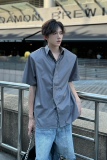 C316CS11167P58夏装新款短袖衬衫科技感时尚衬衣银灰色男百搭，男装T恤，电商C316