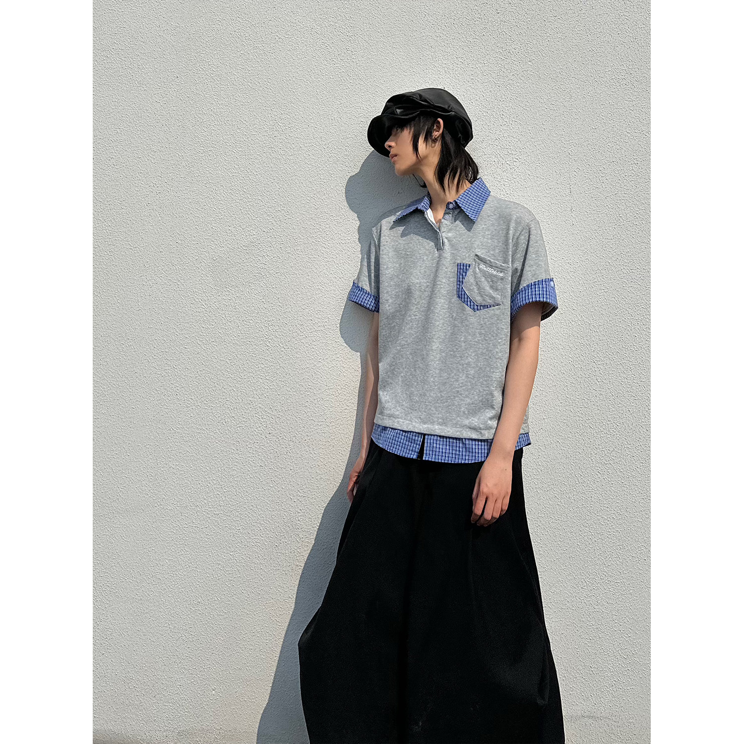C316XZ0101P48特夏装新款假两件短袖polo衫时尚百搭miu感tee,男装Polo衫,电商C316
