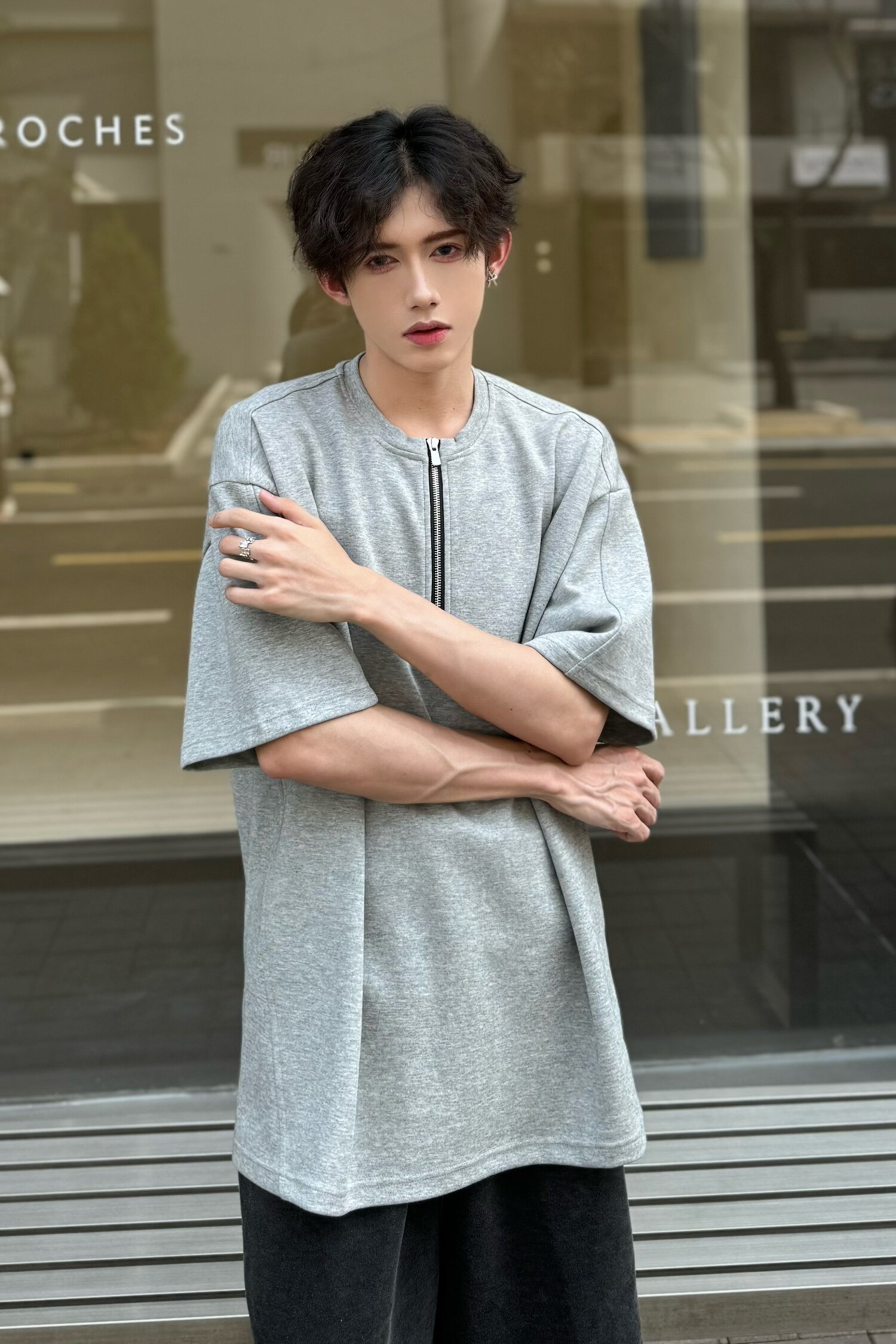 C316DX88P48夏装新款短袖T恤时尚拉链设计个性tee网红简约,男装T恤,电商C316