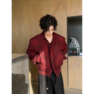 C316 JK1062 P108 春裝新款紅色復(fù)古設(shè)計時尚短款外套夾克衫寬松圖片