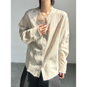 C316 CS8125 P68 夏装新款亚麻衬衫防晒服时尚百搭长袖衬衣松弛感图片
