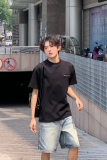 C316DX89P4868夏装新款短袖T恤拉链时尚潮黑色tee个性男，男装T恤，电商C316