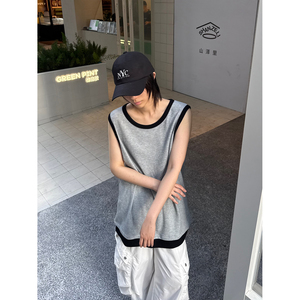 C316 B2509 P33 夏装新款拼接撞色背心时尚宽松运动型汗背心图片