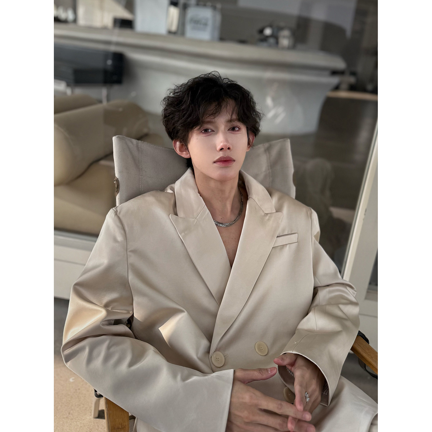 C316XZ8027P98K8028P58春款香槟色帅气套装个性时尚西服西裤，男装西服，电商C316