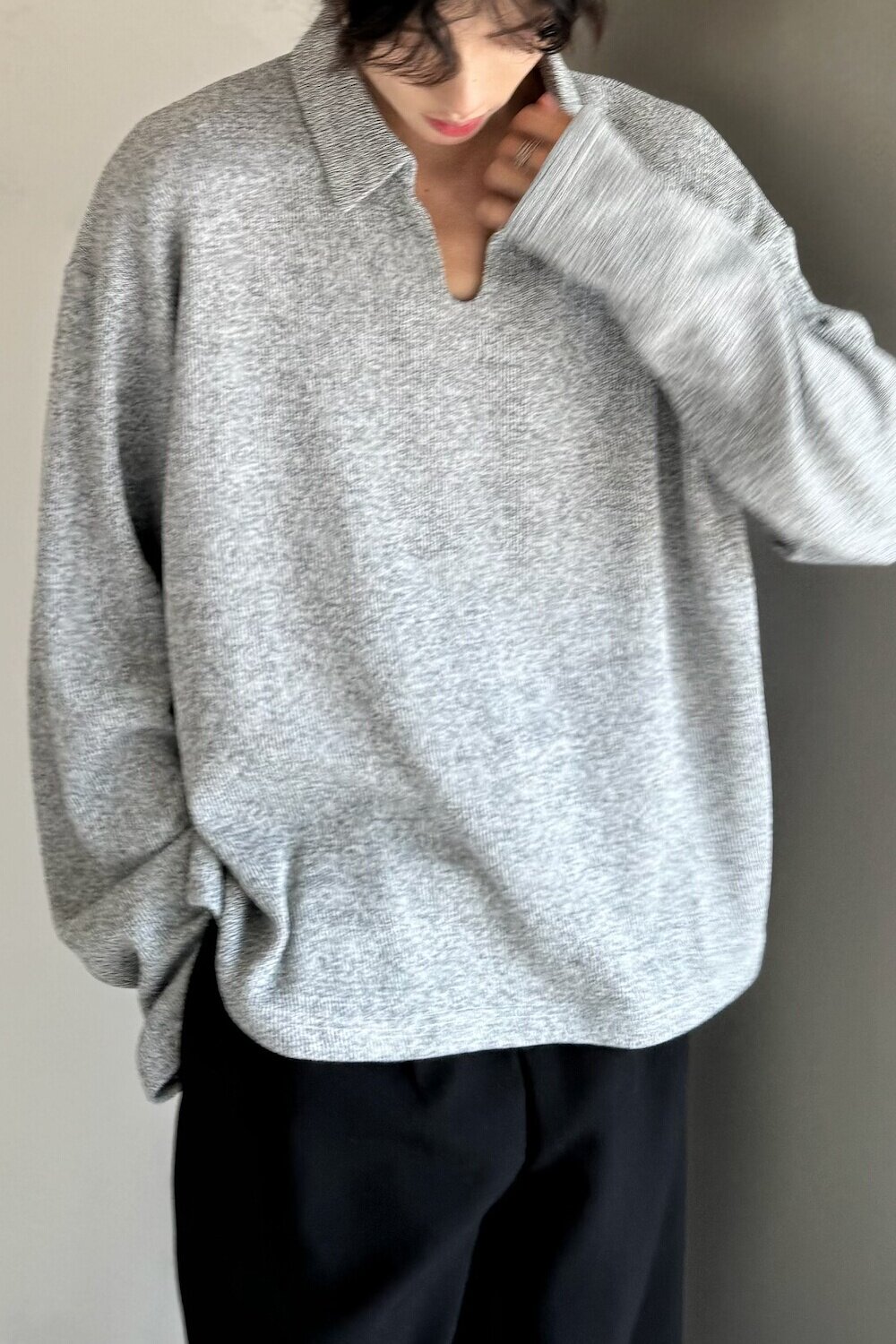 C316MY1992P68秋装新款长袖V领毛衣针织衫松弛感浅灰色线衫,男装针织衫/毛衣,电商C316