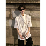C316CS8321P78夏装新款设计感短袖衬衫时尚个性款衬衣白色，男装衬衫，电商C316