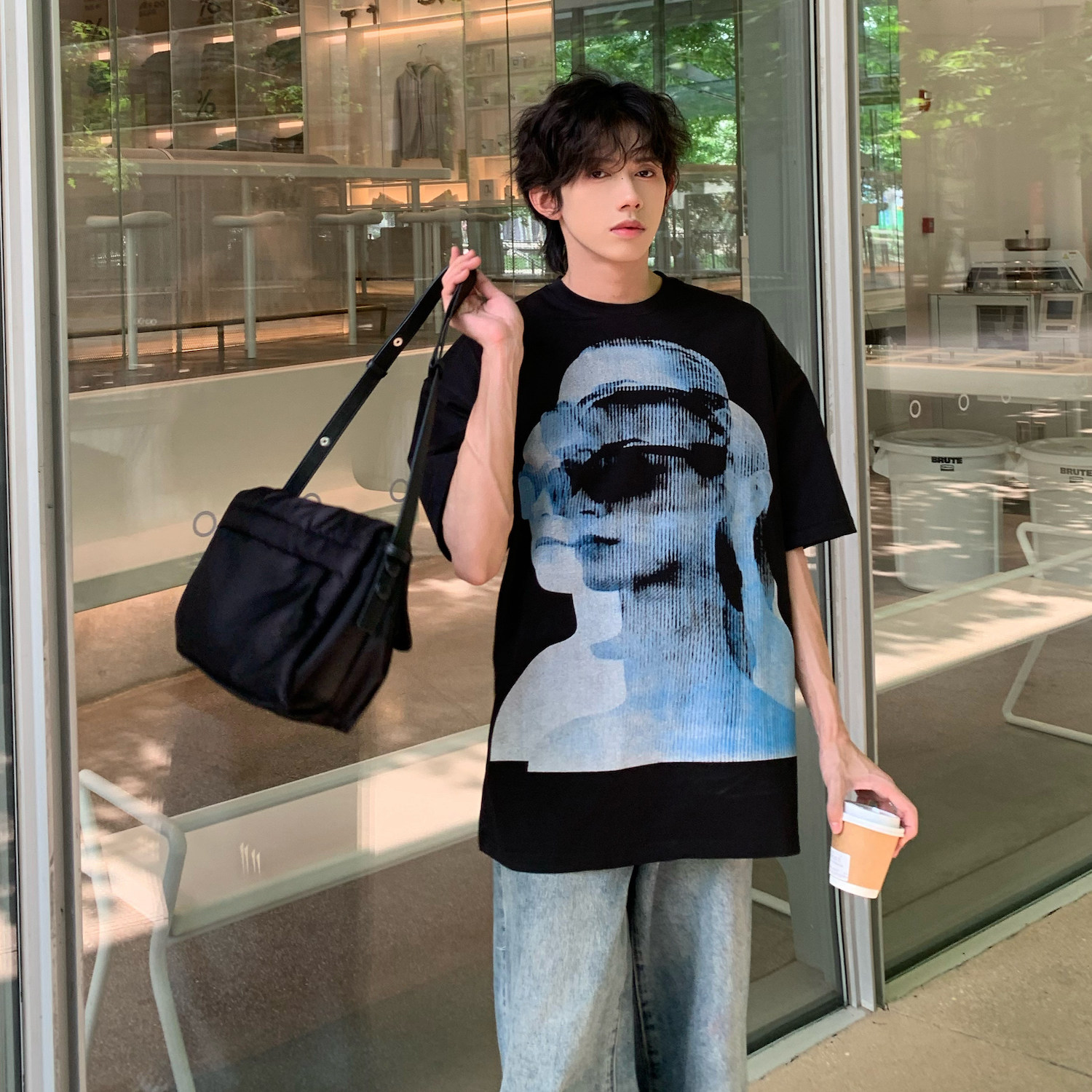 C316T2362P38夏装新款纯棉潮流体恤潮牌短袖T恤宽松印花tee,男装T恤,电商C316