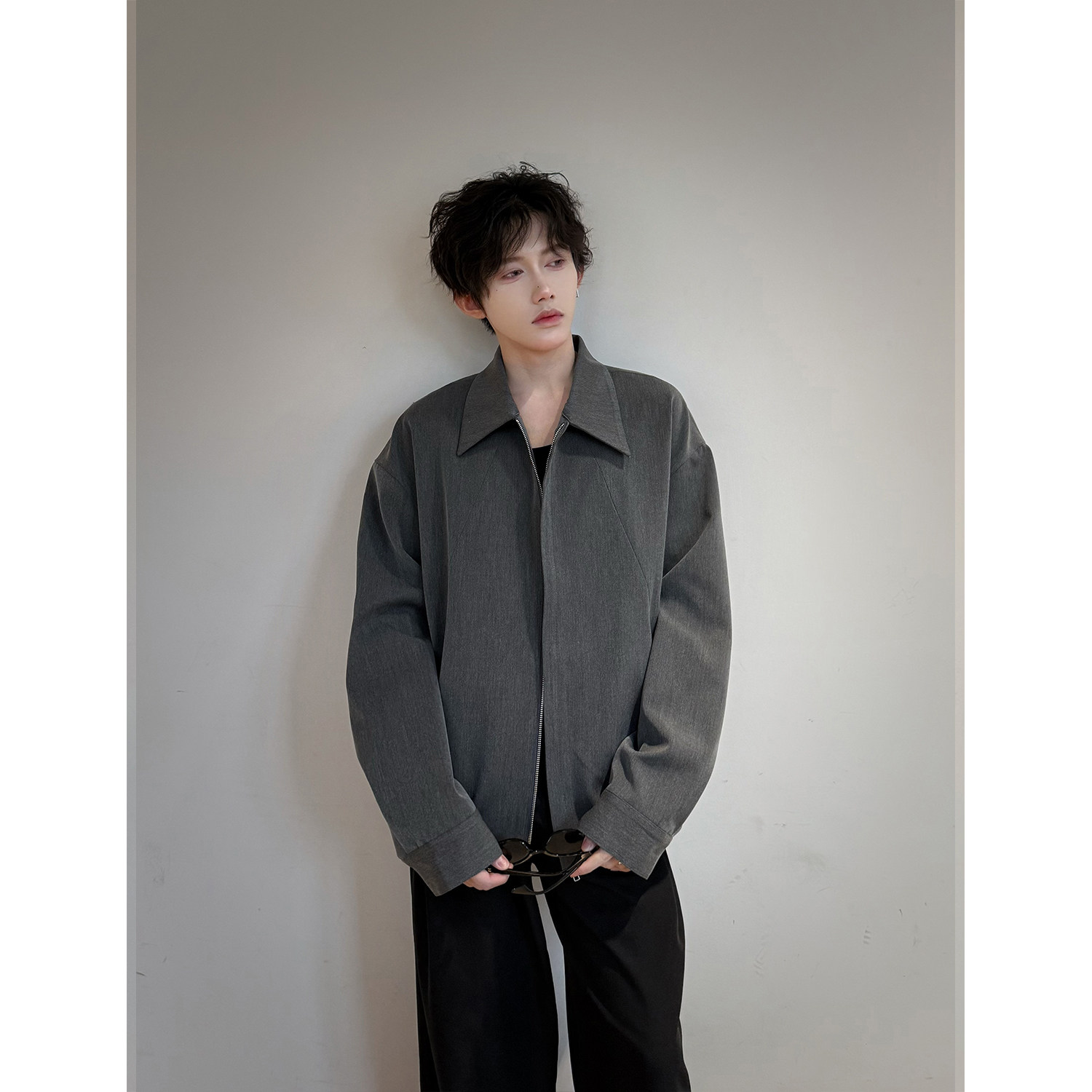C316JK8016P88春装新款夹克衫时尚百搭宽松外套灰色个性时尚,男装夹克,电商C316