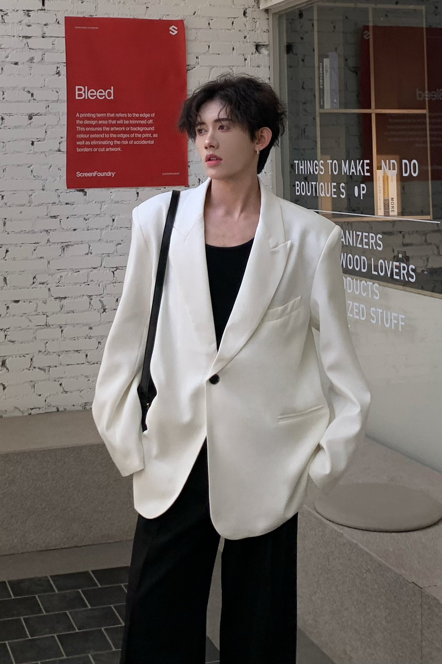 C316XZ258P98春装新款白色黑色西服百搭宽松西装外套帅气网红,男装西服,电商C316