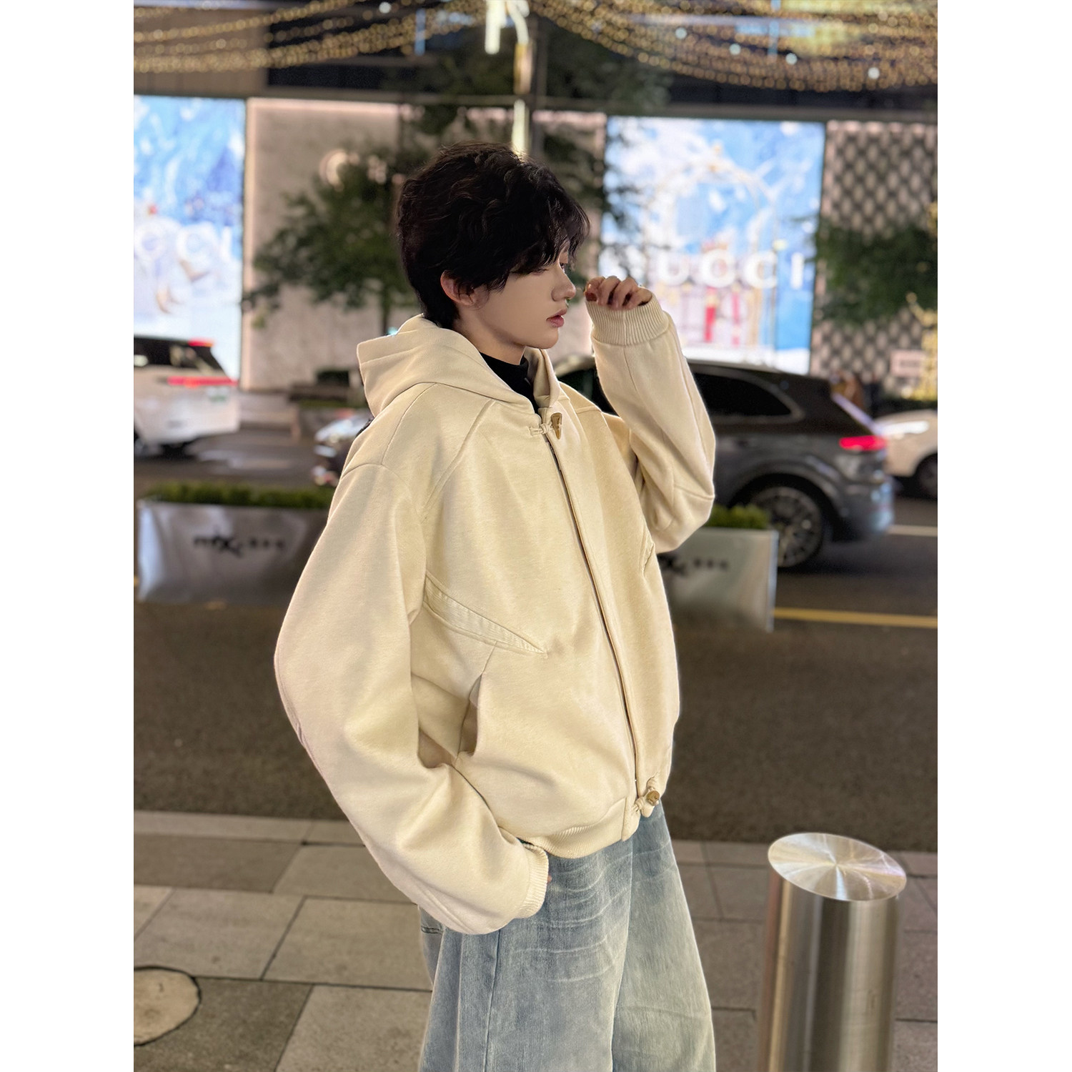 C316WT1111P138秋冬新款呢子短款连帽卫衣夹克简约结构外套,男装夹克,电商C316