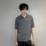 C316T8040P58夏装新款短袖T恤针织短袖polo衫时尚个性深灰色，男装T恤，电商C316