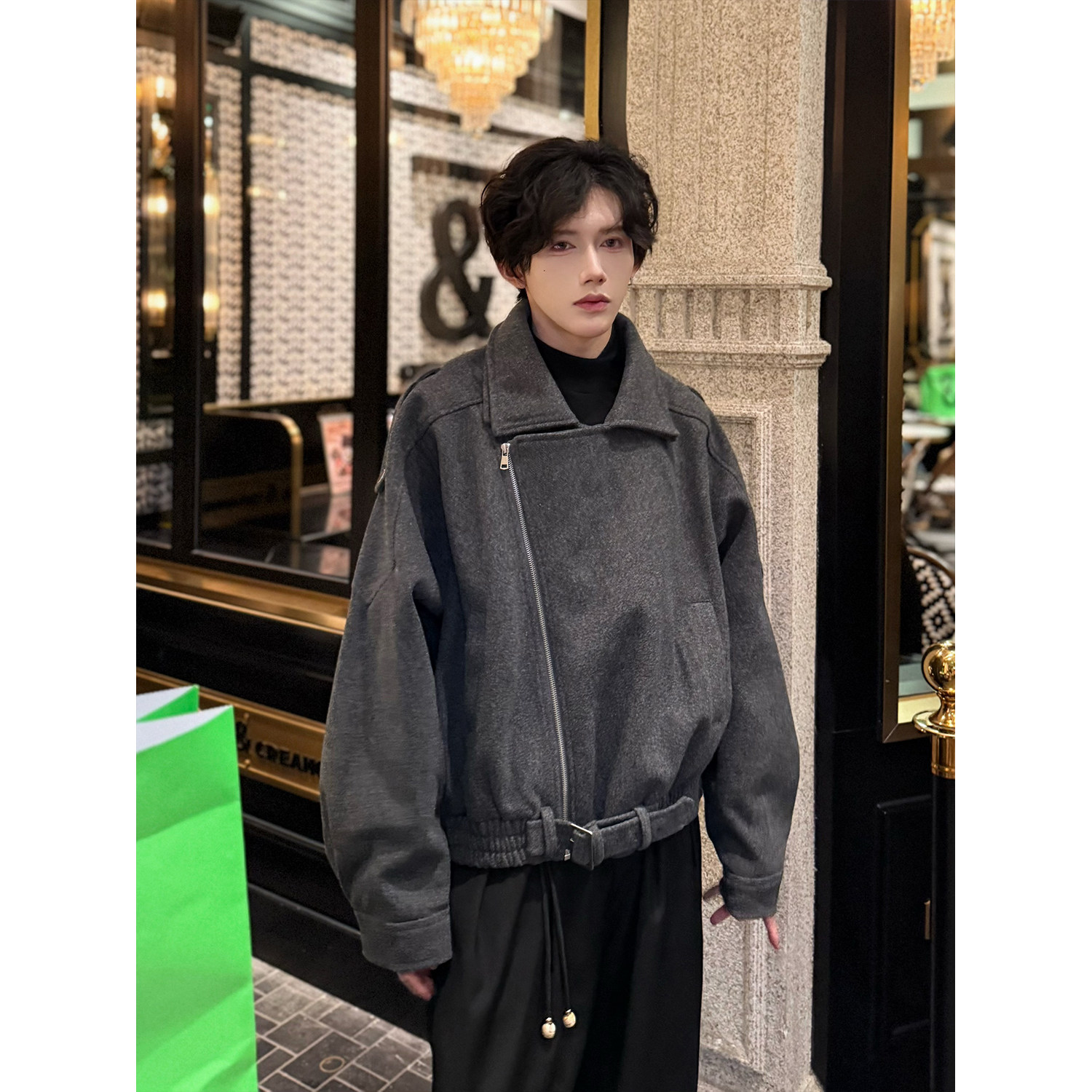 C316WT1052P128加棉加厚毛呢大衣时尚呢子外套短款外套简约,男装夹克,电商C316