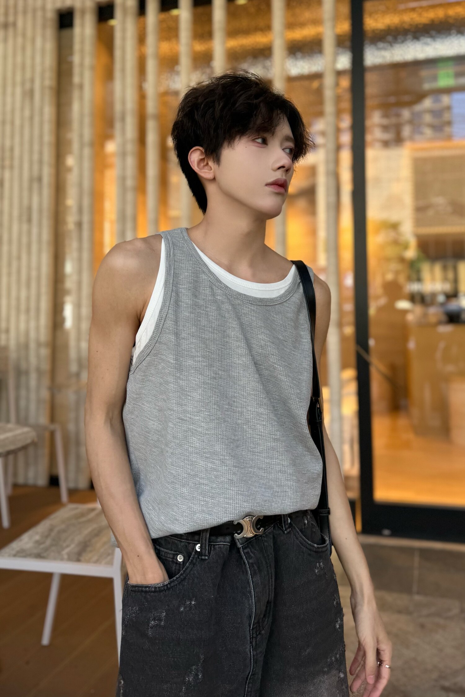 C316B1165P33夏装新款无袖背心拼接撞色时尚汗背心个性百搭,男装背心/马甲,电商C316