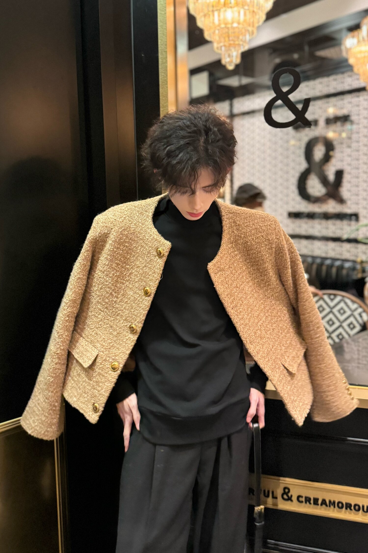 C316JK825P138春装新款时尚小香风卡其色高级感百搭短款外套,女装短外套,电商C316