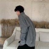 C316CS1240P88秋冬新款水泥色长袖衬衫时尚衬衣宽松水洗牛仔男，男装衬衫，电商C316