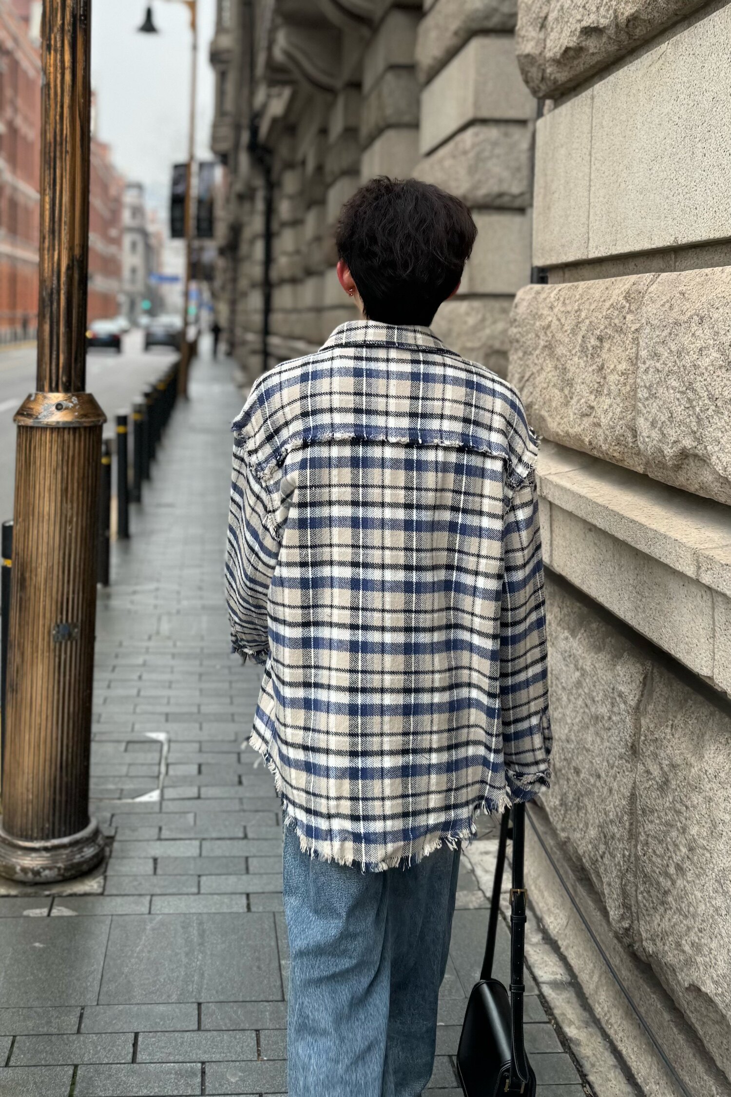 C316CS897P58特价春夏新款格子撞色衬衫长袖衬衣个性防晒衣网,男装防晒衣,电商C316