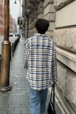 C316CS897P58特价春夏新款格子撞色衬衫长袖衬衣个性防晒衣网，男装防晒衣，电商C316