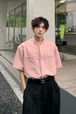 C316CS1166P58夏装新款短袖衬衫时尚百搭纯色粉色衬衣时尚情侣，男装T恤，电商C316