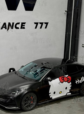 适用智己L6 LS6L7凯蒂猫车贴拉花特斯拉model3/YKT猫卡通车身贴纸