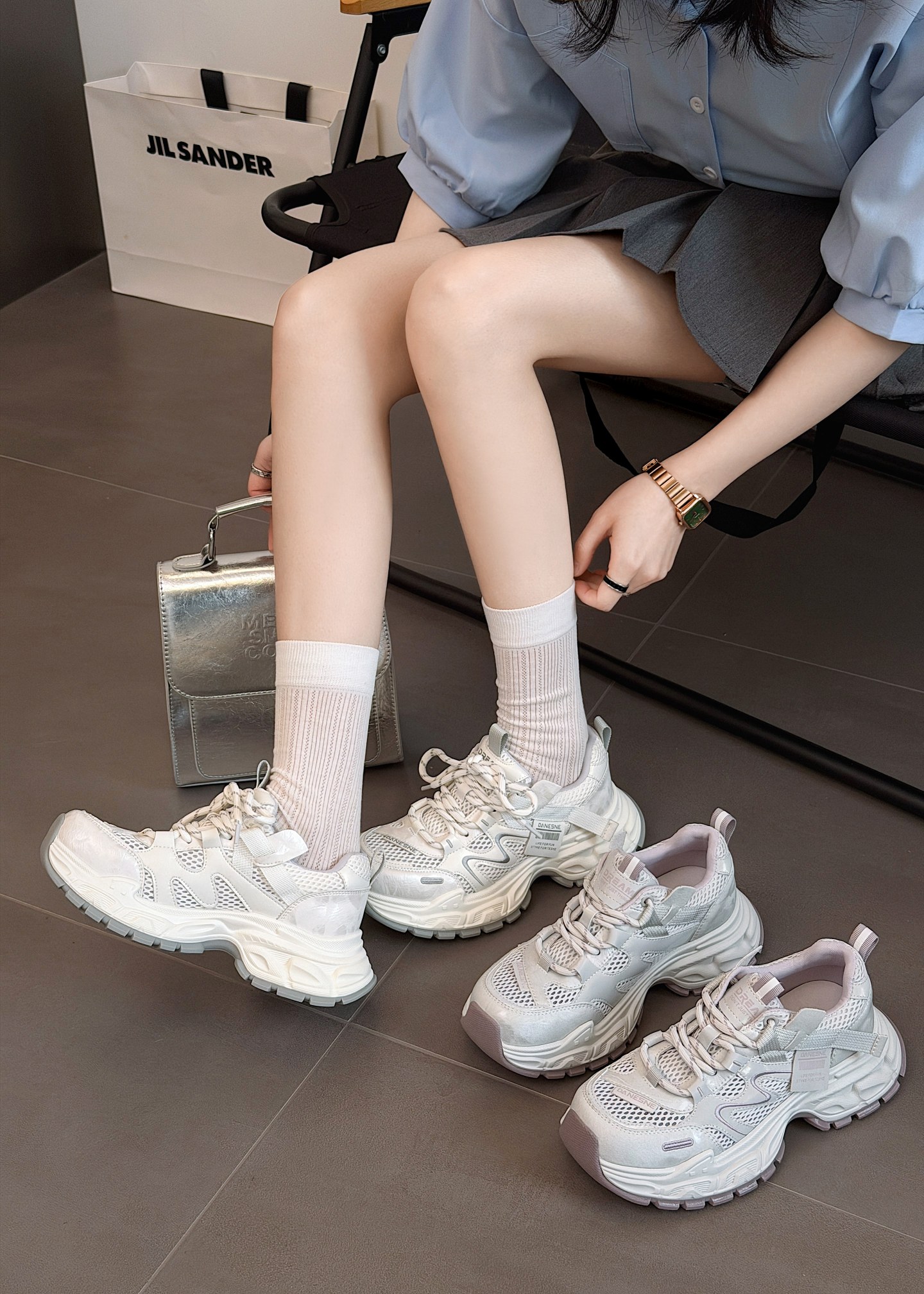 时尚厚底网面透气老爹鞋女2026夏款韩版系带休闲鞋运动鞋跑步鞋潮