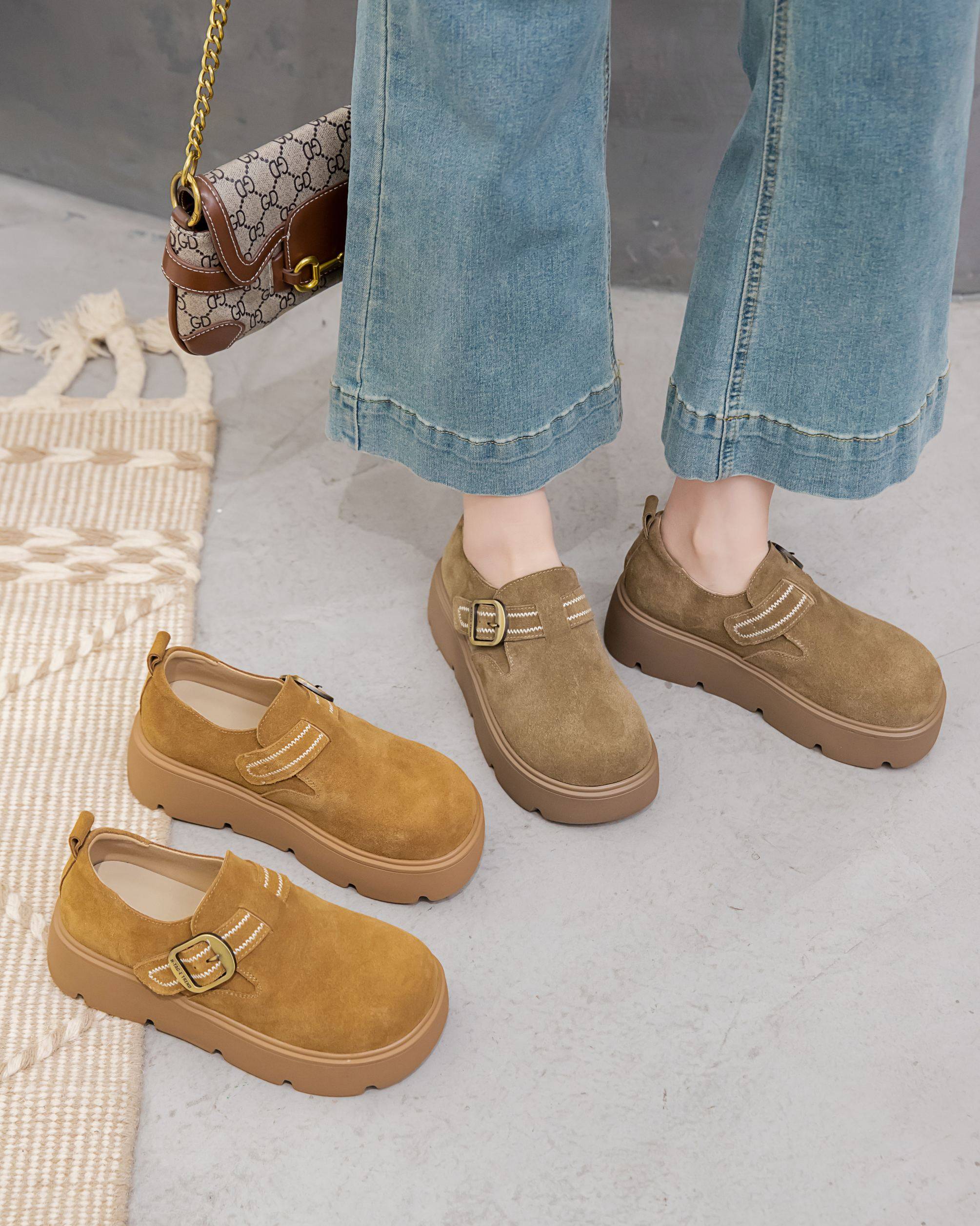 时尚厚底真皮勃肯鞋女2026春款韩版百搭松糕休闲鞋运动鞋单鞋潮鞋,女鞋,勃肯鞋/软木鞋,淘宝优惠券,粉丝福利购,淘宝优惠卷