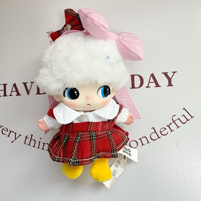 仅衣服】 泡泡玛特盲盒DIMOO玩偶娃衣布鲁特挂件衣服红格裙服头饰