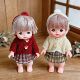 我是24CM咪露娃娃衣服格纹复古红连帽毛衣格子裙套装 小美乐娃衣