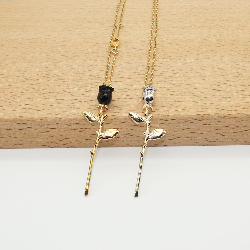 925纯银ambush玫瑰花项链男女款潮牌吊坠林俊杰周冬雨明星同款ins