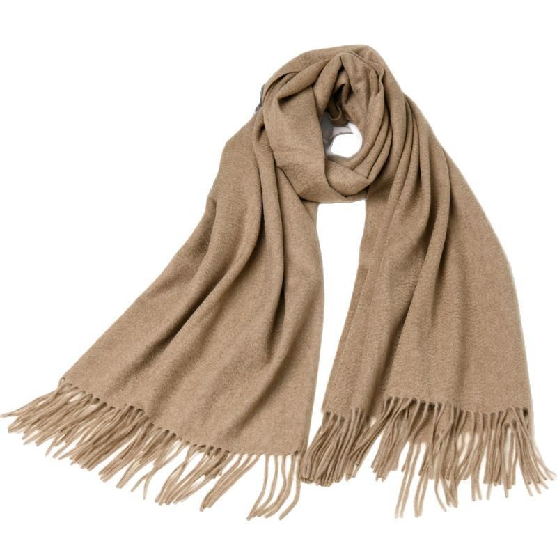 羊毛羊绒围巾女秋冬季感百搭男士披肩纯色新款加厚素色披肩现