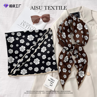 2026新款三角巾复古感人字纹围巾女搭配衬衫装饰领巾披肩围脖