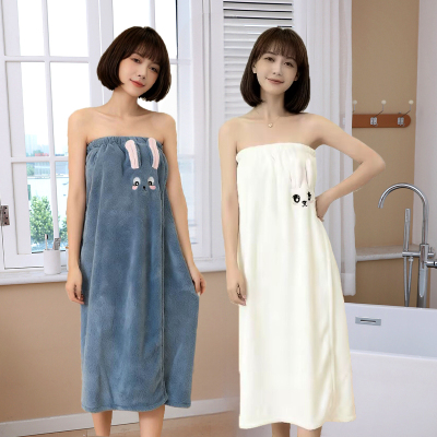 卡通抹胸可穿浴巾洗澡大毛巾2025新款成人浴裙吸水速干发帽三件套