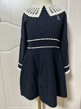 hazzys哈吉斯童装秋季新品女童长袖连衣裙毛衣收腰针织小香风裙子