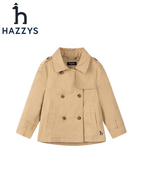 hazzys哈吉斯童装女童风衣2023新防风英伦短外套HZQQGD29CC141