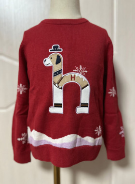 hazzys哈吉斯童装秋季新品休闲卡通大log圆领韩版男童外套毛衣