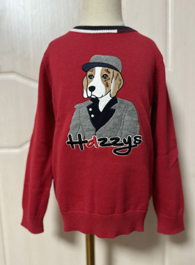 hazzys哈吉斯童装秋季新品刺绣针织卡通线衣儿童上衣外套针织衫